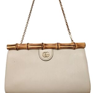 Gucci Beige Bamboo Accent Shoulder Bag